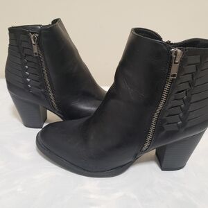 Sugar Black Side-Zip Woven Detail Ankle Boot